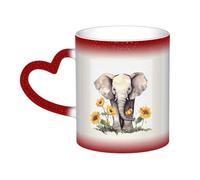 Color Changing Mug In The Sky Ceramic Coffee Mug 13 oz Heat Sensitive Drinking Cup Birthday Gift for Women Men Magic Tea Cup Elephant and Sunflower Porcelain Mugs Unique Gift