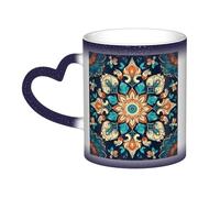 Color Changing Mug In The Sky Ceramic Coffee Mug 13 oz Heat Sensitive Drinking Cup Birthday Gift for Women Men Magic Tea Cup Vintage Mandala Flowers Porcelain Mugs Unique Gift
