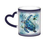 Color Changing Mug In The Sky Ceramic Coffee Mug 13 oz Heat Sensitive Drinking Cup Birthday Gift for Women Men Magic Tea Cup Sea Turtle-Blue Porcelain Mugs Unique Gift