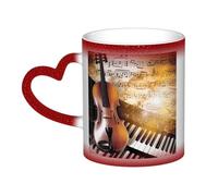 Color Changing Mug In The Sky Ceramic Coffee Mug 13 oz Heat Sensitive Drinking Cup Birthday Gift for Women Men Magic Tea Cup Piano Violin Music Notes Porcelain Mugs Unique Gift
