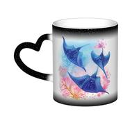 Color Changing Mug In The Sky Ceramic Coffee Mug 13 oz Heat Sensitive Drinking Cup Birthday Gift for Women Men Magic Tea Cup Sea Animals Stingrays Porcelain Mugs Unique Gift