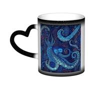 Color Changing Mug In The Sky Ceramic Coffee Mug 13 oz Heat Sensitive Drinking Cup Birthday Gift for Women Men Magic Tea Cup Blue Octopus Porcelain Mugs Unique Gift