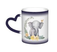 Color Changing Mug In The Sky Ceramic Coffee Mug 13 oz Heat Sensitive Drinking Cup Birthday Gift for Women Men Magic Tea Cup Cute Elephant with Wreath and Little Duck Porcelain Mugs Unique Gift