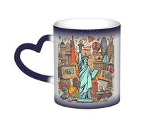 Color Changing Mug In The Sky Ceramic Coffee Mug 13 oz Heat Sensitive Drinking Cup Birthday Gift for Women Men Magic Tea Cup Cartoon Cute New York American Theme Art Porcelain Mugs Unique Gift