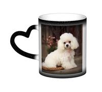 Color Changing Mug In The Sky Ceramic Coffee Mug 13 oz Heat Sensitive Drinking Cup Birthday Gift for Women Men Magic Tea Cup French Poodle Porcelain Mugs Unique Gift