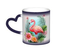 Color Changing Mug In The Sky Ceramic Coffee Mug 13 oz Heat Sensitive Drinking Cup Birthday Gift for Women Men Magic Tea Cup Tropical Flamingo Porcelain Mugs Unique Gift