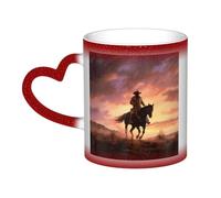 Color Changing Mug In The Sky Ceramic Coffee Mug 13 oz Heat Sensitive Drinking Cup Birthday Gift for Women Men Magic Tea Cup Cowboy West Porcelain Mugs Unique Gift