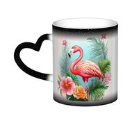 Color Changing Mug In The Sky Ceramic Coffee Mug 13 oz Heat Sensitive Drinking Cup Birthday Gift for Women Men Magic Tea Cup Tropical Flamingo Porcelain Mugs Unique Gift