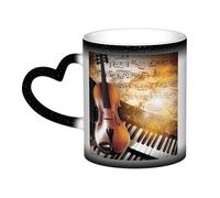 Color Changing Mug In The Sky Ceramic Coffee Mug 13 oz Heat Sensitive Drinking Cup Birthday Gift for Women Men Magic Tea Cup Piano Violin Music Notes Porcelain Mugs Unique Gift