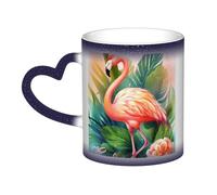 Color Changing Mug In The Sky Ceramic Coffee Mug 13 oz Heat Sensitive Drinking Cup Birthday Gift for Women Men Magic Tea Cup Watercolor Tropical Flamingo Porcelain Mugs Unique Gift