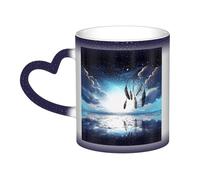 Color Changing Mug In The Sky Ceramic Coffee Mug 13 oz Heat Sensitive Drinking Cup Birthday Gift for Women Men Magic Tea Cup Blue Sea Landscape Porcelain Mugs Unique Gift
