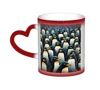 Color Changing Mug In The Sky Ceramic Coffee Mug 13 oz Heat Sensitive Drinking Cup Birthday Gift for Women Men Magic Tea Cup Stylish Crowd of Penguins Pattern Porcelain Mugs Unique Gift
