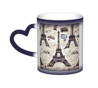 Color Changing Mug In The Sky Ceramic Coffee Mug 13 oz Heat Sensitive Drinking Cup Birthday Gift for Women Men Magic Tea Cup French Paris Tour Eiffel Tower Porcelain Mugs Unique Gift