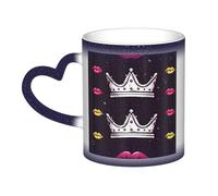 Color Changing Mug In The Sky Ceramic Coffee Mug 13 oz Heat Sensitive Drinking Cup Birthday Gift for Women Men Magic Tea Cup Crown and Lips Porcelain Mugs Unique Gift