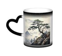 Color Changing Mug In The Sky Ceramic Coffee Mug 13 oz Heat Sensitive Drinking Cup Birthday Gift for Women Men Magic Tea Cup Pine on Mountain Slope Porcelain Mugs Unique Gift