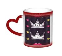 Color Changing Mug In The Sky Ceramic Coffee Mug 13 oz Heat Sensitive Drinking Cup Birthday Gift for Women Men Magic Tea Cup Crown and Lips Porcelain Mugs Unique Gift
