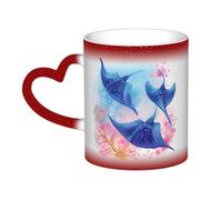 Color Changing Mug In The Sky Ceramic Coffee Mug 13 oz Heat Sensitive Drinking Cup Birthday Gift for Women Men Magic Tea Cup Sea Animals Stingrays Porcelain Mugs Unique Gift