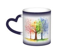 Color Changing Mug In The Sky Ceramic Coffee Mug 13 oz Heat Sensitive Drinking Cup Birthday Gift for Women Men Magic Tea Cup Four Seasons Spring Tree Porcelain Mugs Unique Gift