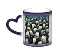 Color Changing Mug In The Sky Ceramic Coffee Mug 13 oz Heat Sensitive Drinking Cup Birthday Gift for Women Men Magic Tea Cup Stylish Crowd of Penguins Pattern Porcelain Mugs Unique Gift