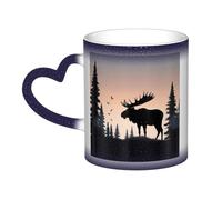 Color Changing Mug In The Sky Ceramic Coffee Mug 13 oz Heat Sensitive Drinking Cup Birthday Gift for Women Men Magic Tea Cup Moose Mountain Pine Tree Porcelain Mugs Unique Gift