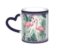 Color Changing Mug In The Sky Ceramic Coffee Mug 13 oz Heat Sensitive Drinking Cup Birthday Gift for Women Men Magic Tea Cup Cartoon flamingo leaves Porcelain Mugs Unique Gift