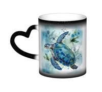 Color Changing Mug In The Sky Ceramic Coffee Mug 13 oz Heat Sensitive Drinking Cup Birthday Gift for Women Men Magic Tea Cup Sea Turtle-Blue Porcelain Mugs Unique Gift