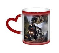 Color Changing Mug In The Sky Ceramic Coffee Mug 13 oz Heat Sensitive Drinking Cup Birthday Gift for Women Men Magic Tea Cup Steam Train Porcelain Mugs Unique Gift