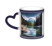 Color Changing Mug In The Sky Ceramic Coffee Mug 13 oz Heat Sensitive Drinking Cup Birthday Gift for Women Men Magic Tea Cup Mountain and lake Porcelain Mugs Unique Gift