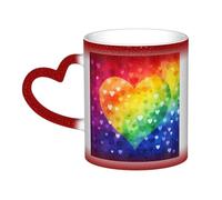 Color Changing Mug In The Sky Ceramic Coffee Mug 13 oz Heat Sensitive Drinking Cup Birthday Gift for Women Men Magic Tea Cup Colorful Rainbow Love Heart Porcelain Mugs Unique Gift