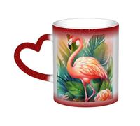 Color Changing Mug In The Sky Ceramic Coffee Mug 13 oz Heat Sensitive Drinking Cup Birthday Gift for Women Men Magic Tea Cup Watercolor Tropical Flamingo Porcelain Mugs Unique Gift