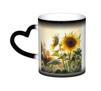 Color Changing Mug In The Sky Ceramic Coffee Mug 13 oz Heat Sensitive Drinking Cup Birthday Gift for Women Men Magic Tea Cup Sunflowers Porcelain Mugs Unique Gift