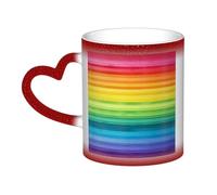 Color Changing Mug In The Sky Ceramic Coffee Mug 13 oz Heat Sensitive Drinking Cup Birthday Gift for Women Men Magic Tea Cup Colorful Rainbow Stripe Porcelain Mugs Unique Gift