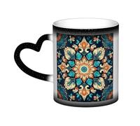 Color Changing Mug In The Sky Ceramic Coffee Mug 13 oz Heat Sensitive Drinking Cup Birthday Gift for Women Men Magic Tea Cup Vintage Mandala Flowers Porcelain Mugs Unique Gift