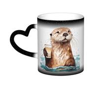 Color Changing Mug In The Sky Ceramic Coffee Mug 13 oz Heat Sensitive Drinking Cup Birthday Gift for Women Men Magic Tea Cup Sea Otter Porcelain Mugs Unique Gift