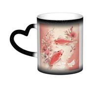 Color Changing Mug In The Sky Ceramic Coffee Mug 13 oz Heat Sensitive Drinking Cup Birthday Gift for Women Men Magic Tea Cup Red carp and cherry blossom Porcelain Mugs Unique Gift