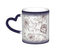 Color Changing Mug In The Sky Ceramic Coffee Mug 13 oz Heat Sensitive Drinking Cup Birthday Gift for Women Men Magic Tea Cup Line Floral Rose Flowers Design Porcelain Mugs Unique Gift