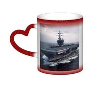 Color Changing Mug In The Sky Ceramic Coffee Mug 13 oz Heat Sensitive Drinking Cup Birthday Gift for Women Men Magic Tea Cup Aircraft Carrier Porcelain Mugs Unique Gift
