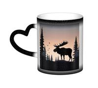 Color Changing Mug In The Sky Ceramic Coffee Mug 13 oz Heat Sensitive Drinking Cup Birthday Gift for Women Men Magic Tea Cup Moose Mountain Pine Tree Porcelain Mugs Unique Gift