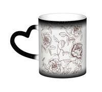Color Changing Mug In The Sky Ceramic Coffee Mug 13 oz Heat Sensitive Drinking Cup Birthday Gift for Women Men Magic Tea Cup Line Floral Rose Flowers Design Porcelain Mugs Unique Gift