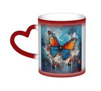 Color Changing Mug In The Sky Ceramic Coffee Mug 13 oz Heat Sensitive Drinking Cup Birthday Gift for Women Men Magic Tea Cup Butterfly Pattern Porcelain Mugs Unique Gift