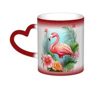Color Changing Mug In The Sky Ceramic Coffee Mug 13 oz Heat Sensitive Drinking Cup Birthday Gift for Women Men Magic Tea Cup Tropical Flamingo Porcelain Mugs Unique Gift