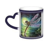 Color Changing Mug In The Sky Ceramic Coffee Mug 13 oz Heat Sensitive Drinking Cup Birthday Gift for Women Men Magic Tea Cup Dragonfly painting Porcelain Mugs Unique Gift