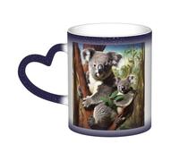 Color Changing Mug In The Sky Ceramic Coffee Mug 13 oz Heat Sensitive Drinking Cup Birthday Gift for Women Men Magic Tea Cup Koala Family Porcelain Mugs Unique Gift