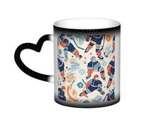 Color Changing Mug In The Sky Ceramic Coffee Mug 13 oz Heat Sensitive Drinking Cup Birthday Gift for Women Men Magic Tea Cup Hockey Elements Creative Patterned Porcelain Mugs Unique Gift