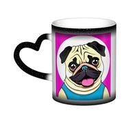 Color Changing Mug In The Sky Ceramic Coffee Mug 13 oz Heat Sensitive Drinking Cup Birthday Gift for Women Men Magic Tea Cup Funny Cartoon Pug Puppy Dog Porcelain Mugs Unique Gift