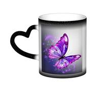 Color Changing Mug In The Sky Ceramic Coffee Mug 13 oz Heat Sensitive Drinking Cup Birthday Gift for Women Men Magic Tea Cup Watercolor Purple Butterfly Porcelain Mugs Unique Gift