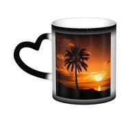 Color Changing Mug In The Sky Ceramic Coffee Mug 13 oz Heat Sensitive Drinking Cup Birthday Gift for Women Men Magic Tea Cup Palm Tree Sunset Porcelain Mugs Unique Gift