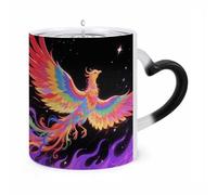 Color Changing Mug Radiant Phoenix Heat Sensitive Ceramic Coffee Cups Novelty Heat Activated Cup 11 Oz Magic Mug for Office Home Use, Unique Gift Idea for Coffee Tea Drinkers