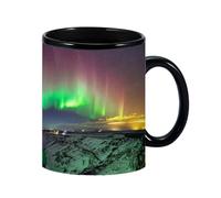 color changing mugs, heat changing ceramic coffee mugs, magic heat sensitive coffee mugs, ceramic mug with auroras borealis design, ceramic water mug that camb