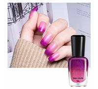 Color Changing Nail Polish, Pink Glitter Blue Purple Mood Temperature Change Nail Polish, Long Lasting Glossy Quick Dry Gradient Oily Mood Nail Polish for DIY Nail Art Manicure at Home Salon